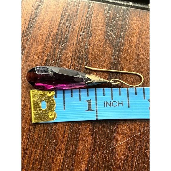 Amethyst Quartz Long Teardrop Dangle Boho 1.75 Inch Earrings! - Picture 8 of 8